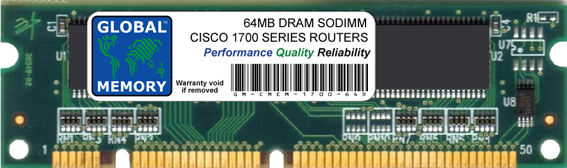 64MB DRAM SODIMM MEMORY RAM FOR CISCO 1700 SERIES ROUTERS (MEM1700-64D)